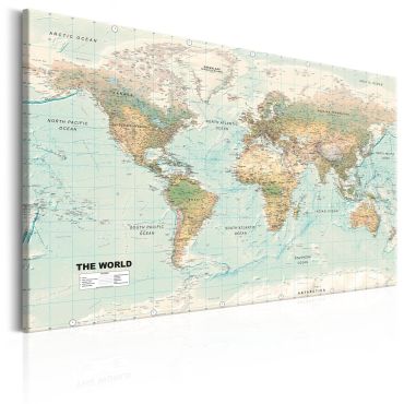Печат върху платно - Карта на света: Красив свят