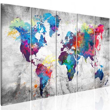 Печат върху платно - Карта на света: Разлята боя