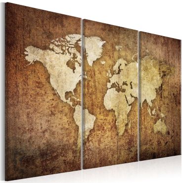 Печат върху платно - Карта на света: Кафява текстура