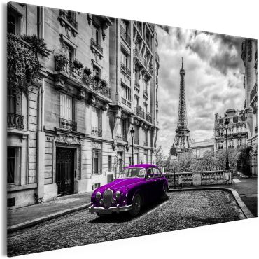 Печат върху платно - Автомобил в Париж (1 част) Виолетово широк