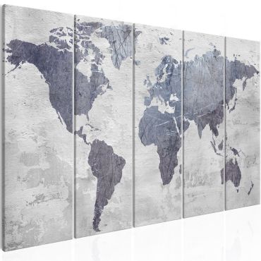 Печат върху платно - Бетонна карта на света (5 части) Тесен