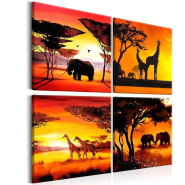 Печат на платно - африкански животни (4 части) 60x60