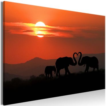 Печат върху платно - Влюбени слонове (1 част) Широк