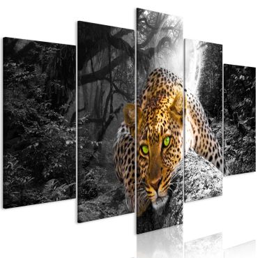 Платно печат - леопардов легнал (5 части) широко сив