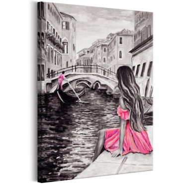 Печат върху платно - Жена във Венеция (1 част) Вертикална