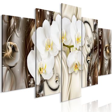 Платно печат - водопад Орхидея (5 части) широко кафяво 225x100