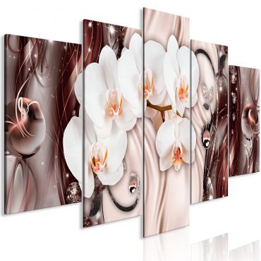 Платно печат - водопад Орхидея (5 части) широко розово 225x100