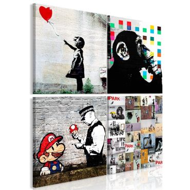 Печат върху платно - Banksy Collage (4 части)