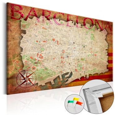 Декоративен подарък - Карта на Барселона [Карта на корк]