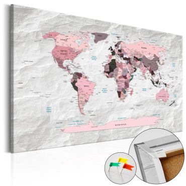 Декоративен подарък - розови континенти [карта на корк]