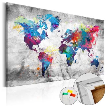 Декоративна смяна - Карта на света: Сив стил [Карта на корк]