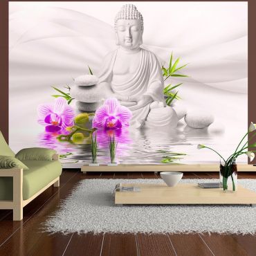 Самозалепващи се фототапети - Буда и розови орхидеи