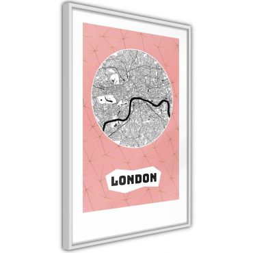 Плакат - Карта на града: Лондон (розов)