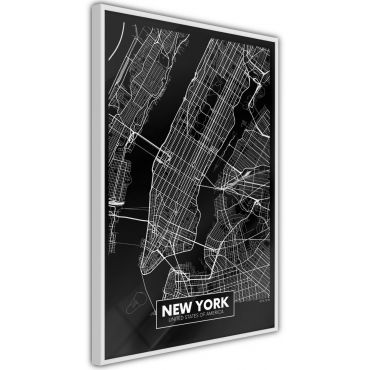 Плакат - Карта на града: Ню Йорк (тъмно)