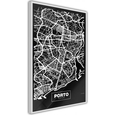 Плакат - Карта на града: Порто (тъмно)
