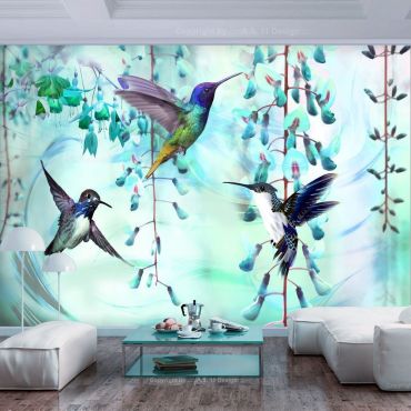 Самозалепващи се фототапети - Летящи колибри (зелени)