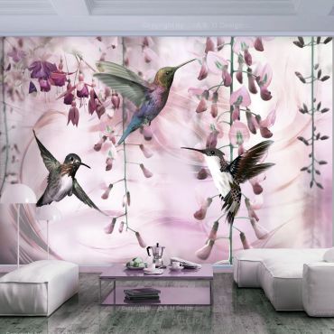 Самозалепващи се фототапети - Летящи колибри (розови)