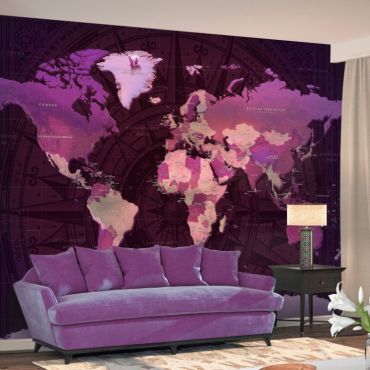 Самозалепващ се фототапет - Purple World Map