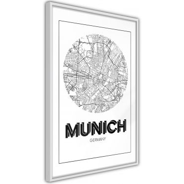 Плакат - Карта на града: Мюнхен (кръгъл)