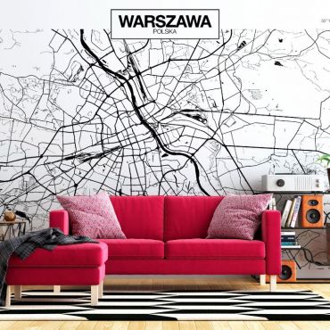 Самозалепващ се фототапет - Карта Варшава