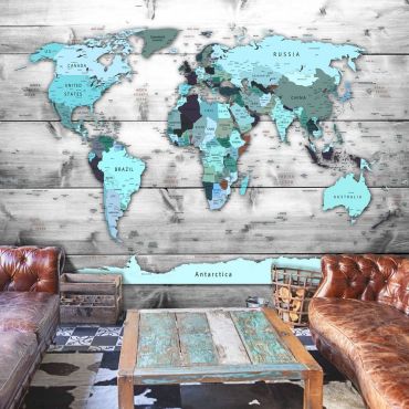 Самозалепващ се фототапет - Карта на света: Сини континенти