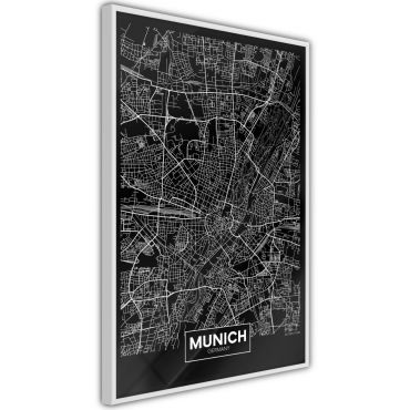 Плакат - Карта на града: Мюнхен (тъмно)