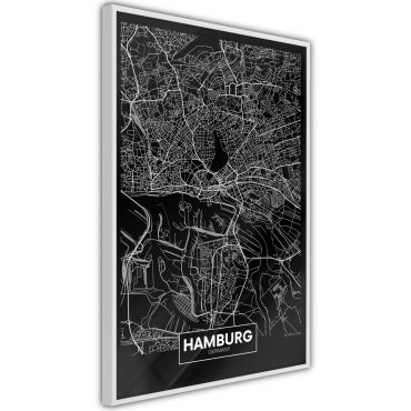Плакат - Карта на града: Хамбург (тъмно)