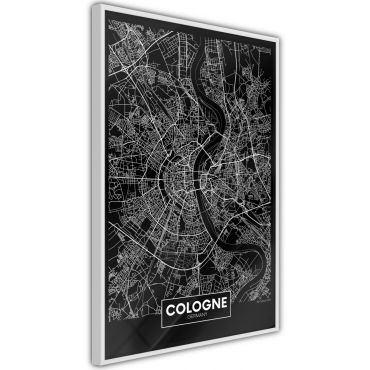 Плакат - Карта на града: Кьолн (тъмно)
