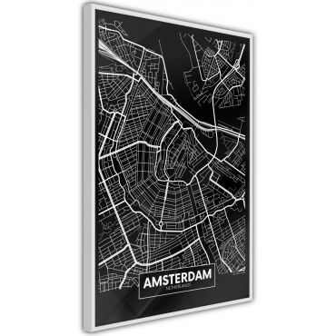 Плакат - Карта на града: Амстердам (тъмно)