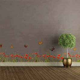 Декоративен стикер за стена Poppies & Butterflies