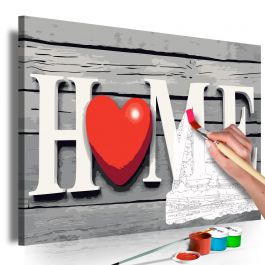 Направете своя собствена картина върху платно - Дом с червено сърце 60x40
