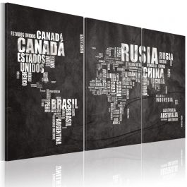 Печат върху платно - Карта на света (испански език) - триптих