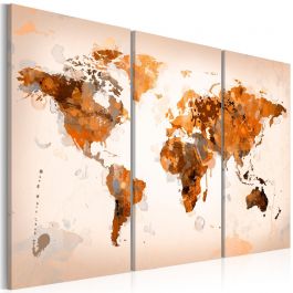 Печат върху платно - Карта на света - Пустинна буря - триптих