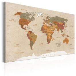 Печат върху платно - Карта на света: Бежов шик