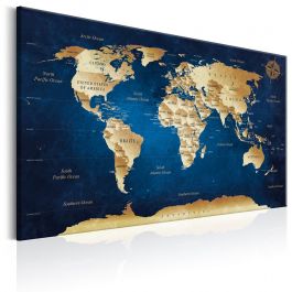 Платнен печат - Карта на света: Тъмносините дълбочини