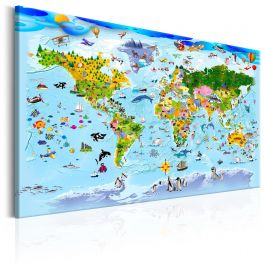 Печат върху платно - Детска карта: Цветни пътешествия