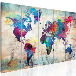 Платнен печат - Карта на света: Напукана стена